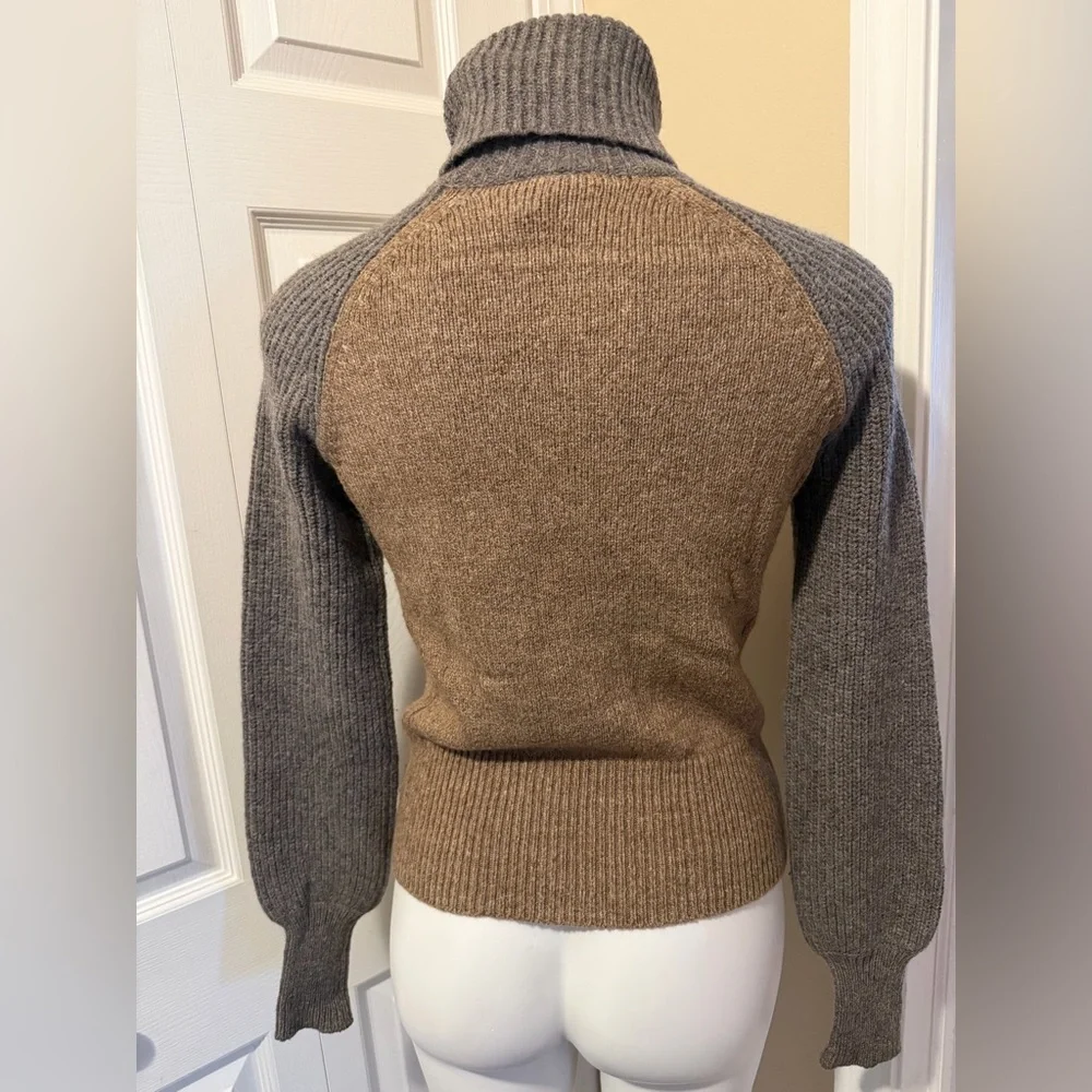 Tory Burch Brown and Gray Moreno Wool Blend Turtleneck Sweater, Size S - Picture 4 of 12